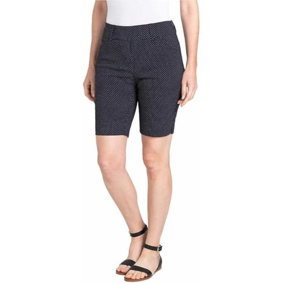 Hilary Radley‎ Bermuda Shorts Polka Dot Pull On Knit Stretch XXL Navy White NWT - Picture 1 of 9